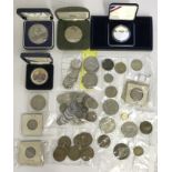 COLLECTION OF COINS OF THE WORLD WITH SILVER COINS (SOME CASED)
