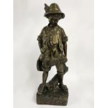 BRONZE FIGURE OF A YOUNG POACHER - SIGNED