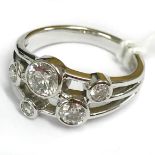 18CT WHITE GOLD MULTI-STONE AND DIAMOND RING