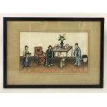 THREE FRAMED CHINESE WATERCOLOURS ON RICE PAPER