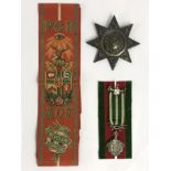 ANCIENT ORDER OF FORRESTERS SASH AND HALLMARKED SILVER MEDALS