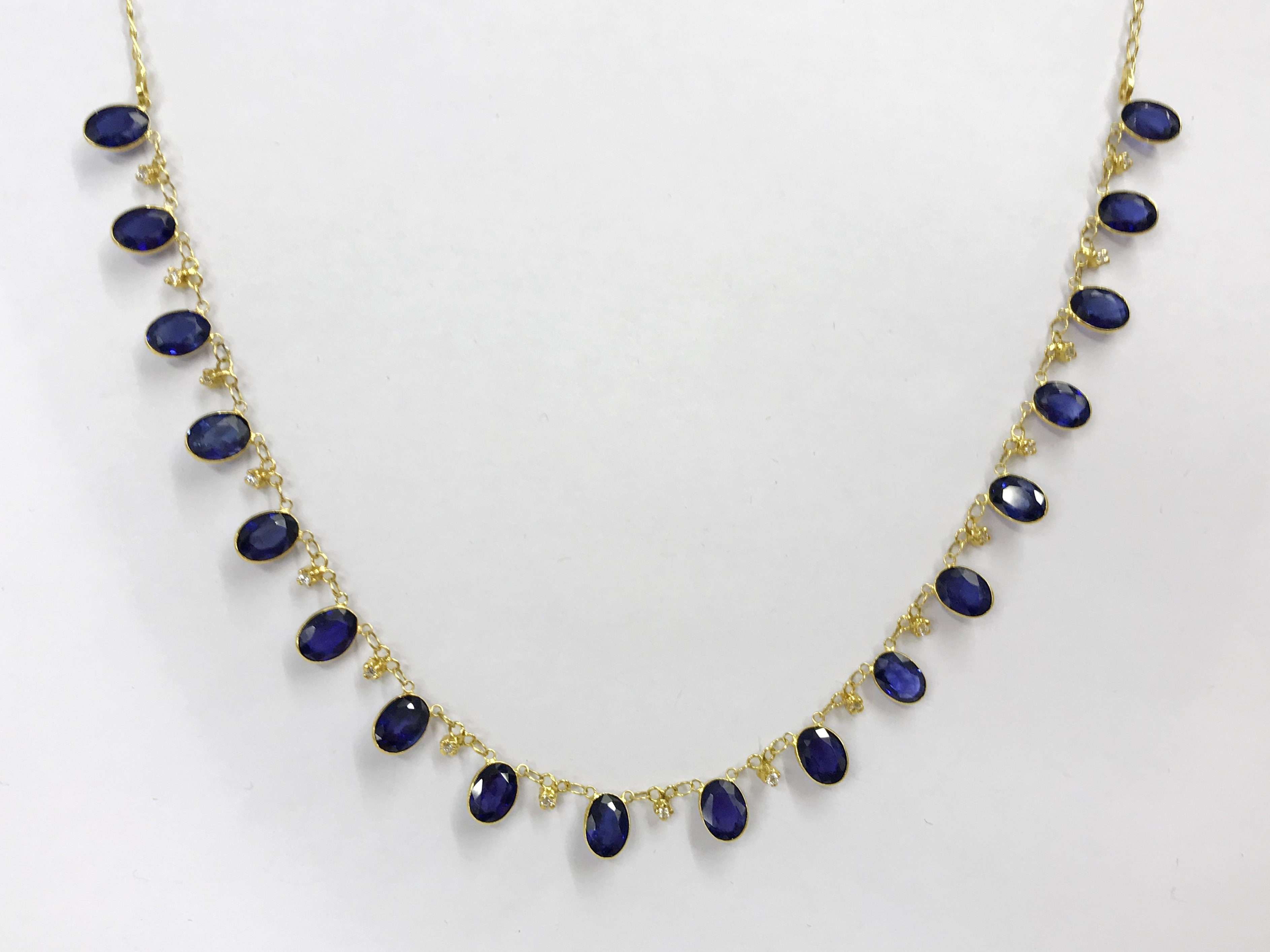 14CT GOLD SAPPHIRE & DIAMOND NECKLACE - Image 5 of 6