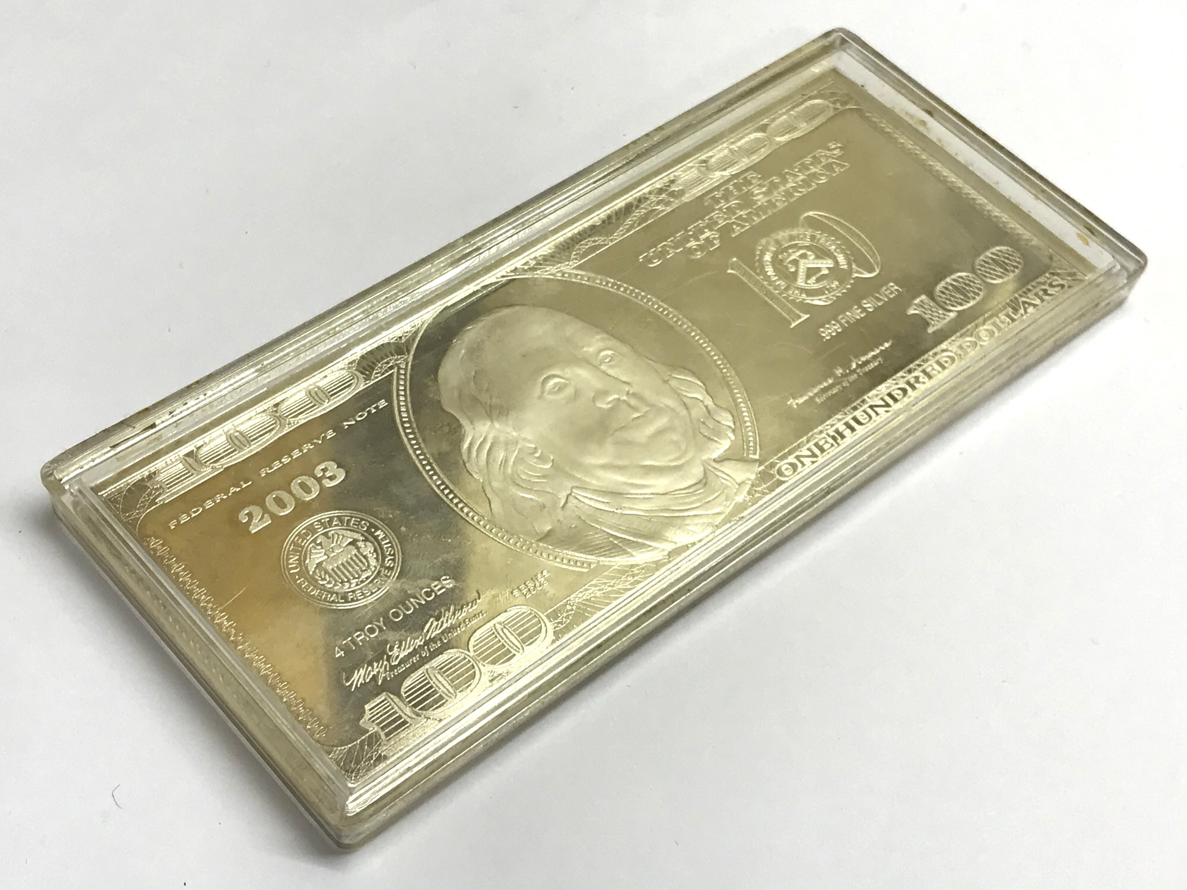 $25 PROOF SILVER COIN & $100 SILVER NOTE - Image 5 of 5