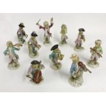 TEN MONKEY MUSICIANS WITH A DRESDEN MARK ON BASE