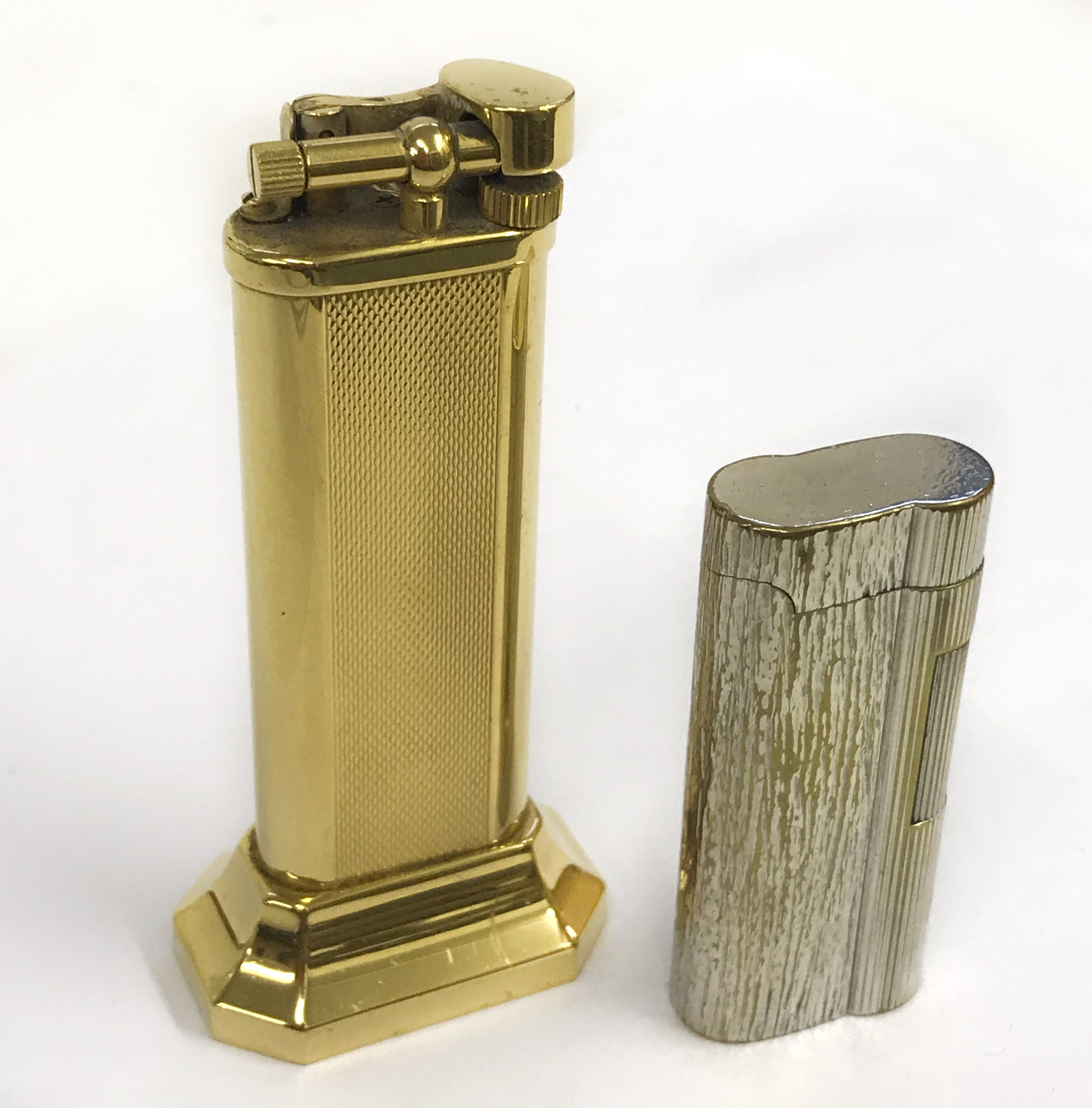 GOLD PLATED DUNHILL TABLE LIGHTER + ONE DUNHILL VINTAGE LIGHTER