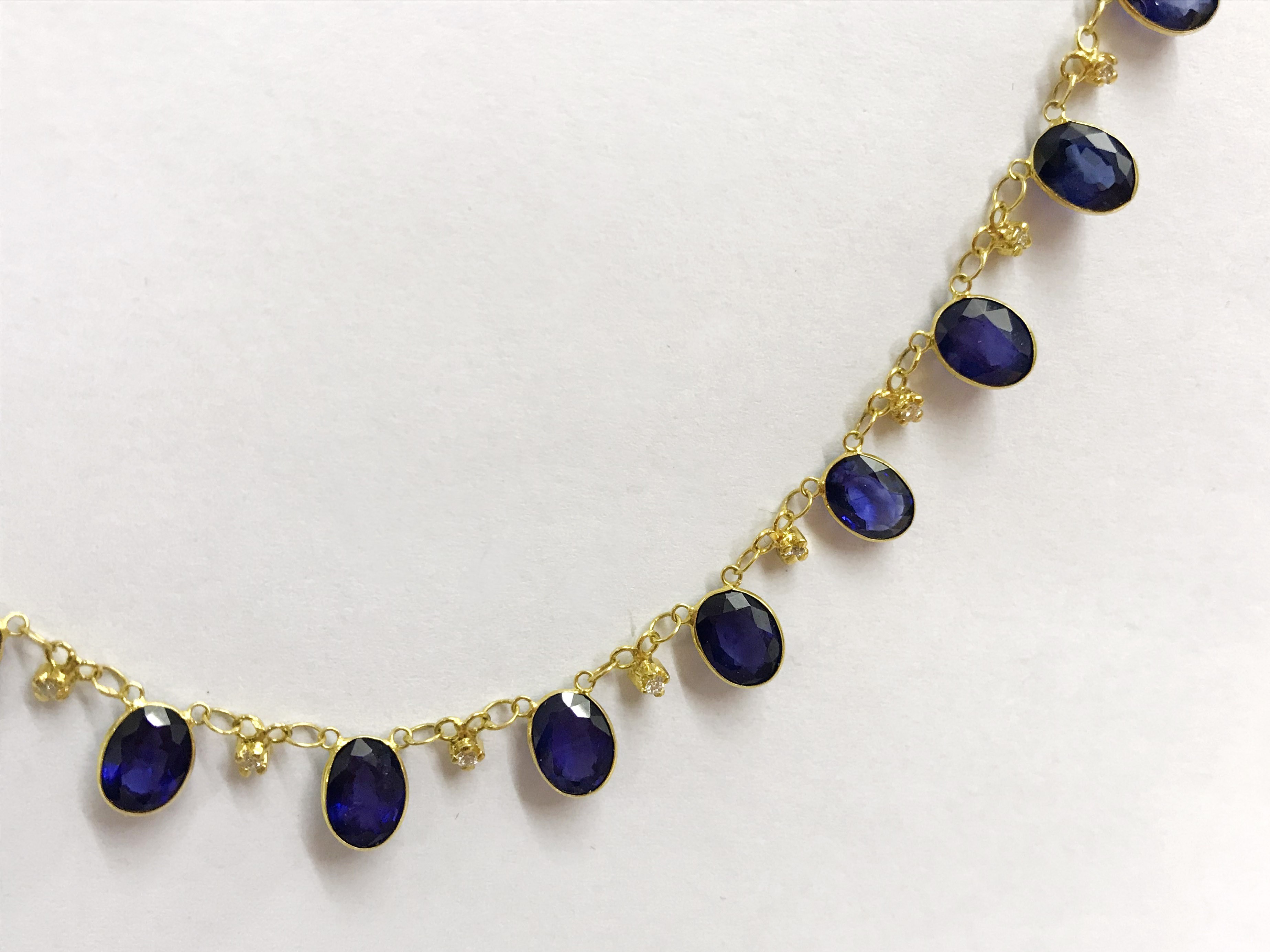 14CT GOLD SAPPHIRE & DIAMOND NECKLACE - Image 6 of 6