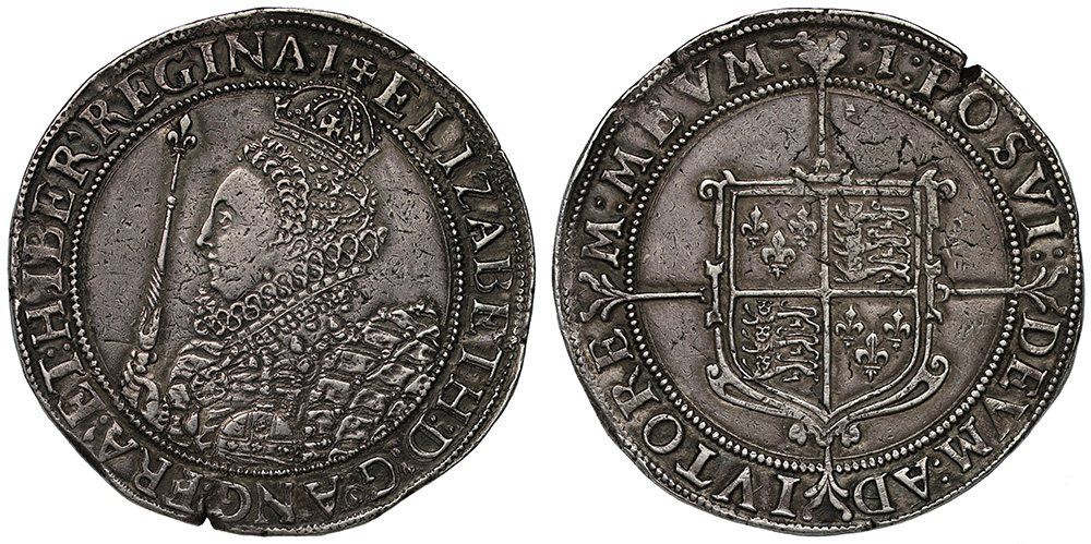 Elizabeth I (1558-1603), silver Crown, seventh coinage (1601-02), crowned ornate bust left in