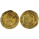 Charles I (1625-49), gold Unite, group B, second crowned and draped bust in ruff left, bust