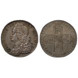 George II (1727-60), silver Halfcrown, 1751, older laureate and draped bust left, legend and toothed