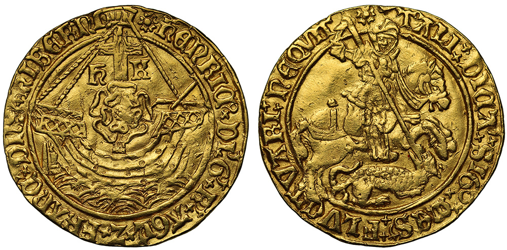 Henry VIII (1509-47), gold George Noble of six shillings and eight pence, second coinage (1526-