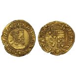 James I (1603-25), gold Halfcrown, second coinage, fifth crowned bust right, Latin legend and