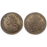 George II (1727-60), silver Halfcrown, 1741, roses reverse, young laureate and draped bust left,