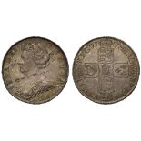 Anne (1702-14), silver Post-Union Halfcrown, 1707, Edinburgh Mint, E below first draped bust left,