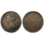 Anne (1702-14), silver Pre-Union Halfcrown, 1707, roses and plumes reverse, first draped bust