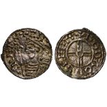 Canute (1016-35), silver short cross Penny (1029-35), Shaftesbury Mint, moneyer Goda, diademed