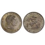 George III (1760-1820), silver Crown, 1820 LX, laureate head right, PISTRUCCI below truncation, date