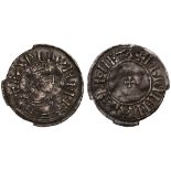 Eadmund (939-946), silver Penny, portrait type, East Anglian style, Moneyer Ergimbalt, crowned and