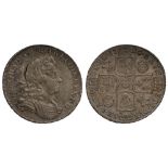 George I (1714-27), silver Halfcrown, 1720, 20 of date struck over 17, roses and plumes reverse,