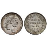 George III (1760-1820), silver Bank Token of Eighteenpence, 1813, second laureate head right,