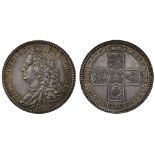 George II (1727-60), silver Proof Crown, 1746, older laureate and draped bust left, Latin legend and