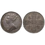 Anne (1702-14), silver Pre-Union Halfcrown, 1704, plumes reverse, first draped bust left, Latin