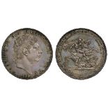 George III (1760-1820), silver Crown, 1818 LVIII, laureate head right, PISTRUCCI below truncation,