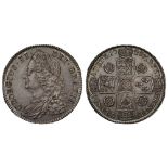 George II (1727-60), silver Halfcrown, 1743, roses reverse, older laureate and draped bust left,