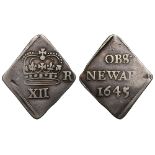 Charles I (1625-49), silver obsidional Newark Shilling, 1645, Royal crown, C to left, R to right,