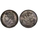 George IV (1820-30), silver Crown, 1821, laureate head left, B.P. for engraver Benedetto Pistrucci