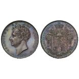 George IV (1820-30), silver Proof Crown, 1826, bare head left, date below, rosette either side,