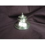 An Edwardian silver capstan inkwell with hinged lid (af), Birmingham 1907, C T Burrows & Sons