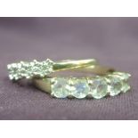 A lady's 9ct gold band ring having diamond chip decoration, size N and a half eternity ring having 5