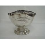 A silver rose bowl of traditional form having presentation inscription dated 1945, Birmingham