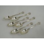 Six Victorian silver teaspoons in the Kings Pattern monogrammed EJ to terminals, London 1866,