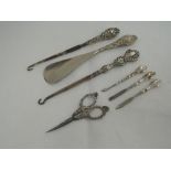 A selection of manicure and dressing items with HM silver moulded handles