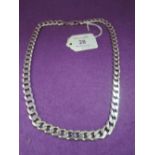 A gents white metal heavy curb chain stamped 925, approx 20'