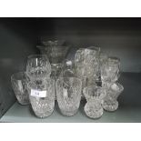 A selection of clear cut and crystal glass wares