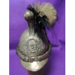 A large 19th century French Sapeurs, Pompiers, De Passy brass helmet (firemans helmet)