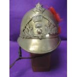 An early 20th century French Sapeurs, Pompiers, Le Possonniere brass helmet (firemans helmet)