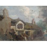 An oil painting, 19th century, country cottage, 11 x 14 inches
