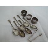 A small selection of HM silver including a set of six Victorian teaspoons having bright cut