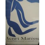 A print poster, Henri Matisse, Grand Palais 22 Avril - 21 Septembre 1970, 23x 16.5 inches, framed