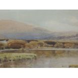 A watercolour, Fred tucker, Looking North across the later end of Bassenthwaite Lake, signed and