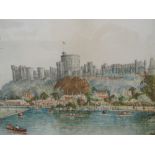 A pair of watercolours, R Allan, Windsor Castle from the Thames and Chepstow Castle, each approx 8 x
