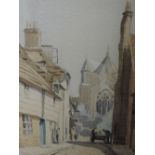 A watercolour, D Hewlett, townscape, signed, 13 x 9 inches