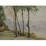 A watercolour, L Cooper, Derwent Water from Castle Head, signed, 7 x 10 inches