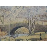 A watercolour, Henry W Bracken, Autumnal Pelter Bridge, signed, 11.5 x 16 inches