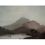 An oil painting, D Lesley, Scottish Loch, 19th century, with later additional monster, Hodgkins,