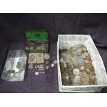 A collection of mainly GB coins and military badges also a large number of White Brothers and