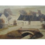 An oil painting on board, Herbert Garth, village street, signed and dated 1905, 11 x 17 inches